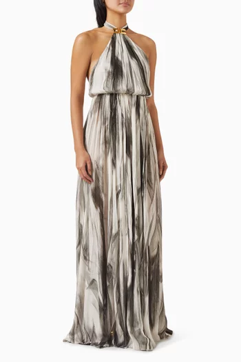 All-over Print Maxi Dress in Tulle