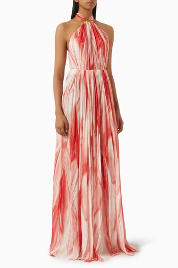All-over Print Maxi Dress in Tulle