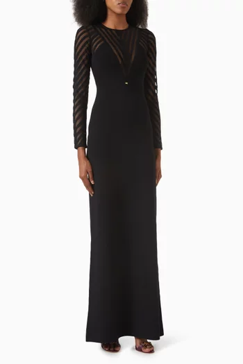 Mesh Panel Dress in Viscose