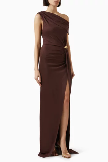 Red Carpet Asymmetric Dress in Jersey