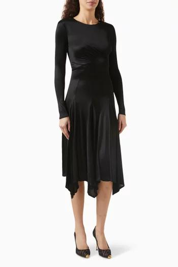 Asymmetric Midi Dress in Jersey