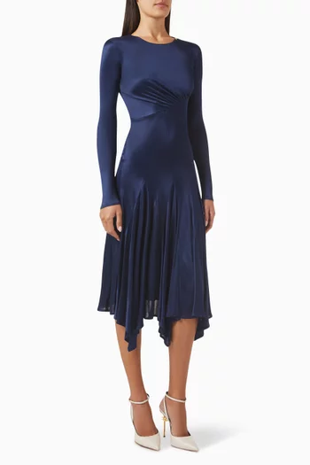 Asymmetric Midi Dress in Jersey