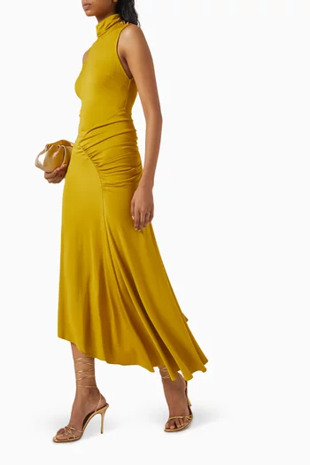 Asymmetrical Midi Dress in Crêpe Jersey