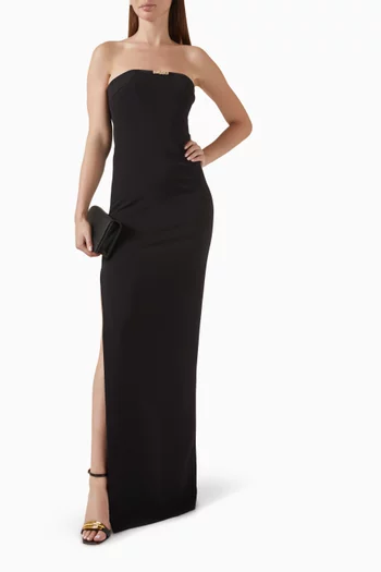 Embellished-bow Strapless Dress