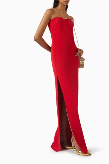 Embellished-bow Strapless Dress