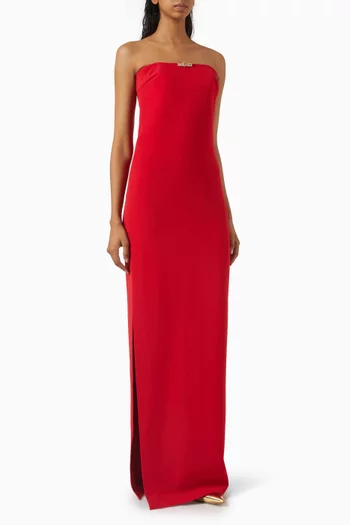 Embellished-bow Strapless Dress