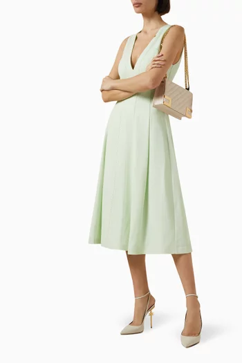 Contrast Topstitching Dress in Wool