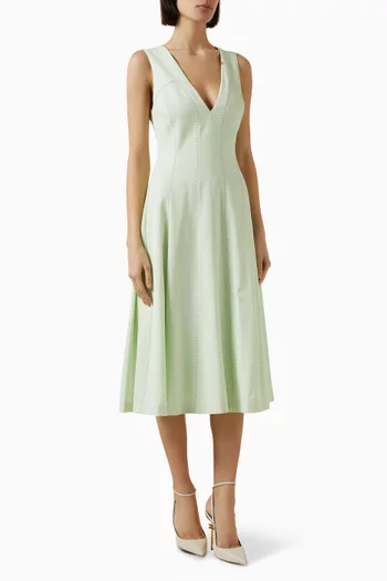 Contrast Topstitching Dress in Wool