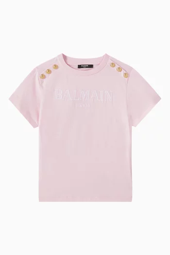 Embellished Button Logo T-shirt in Organic-cotton