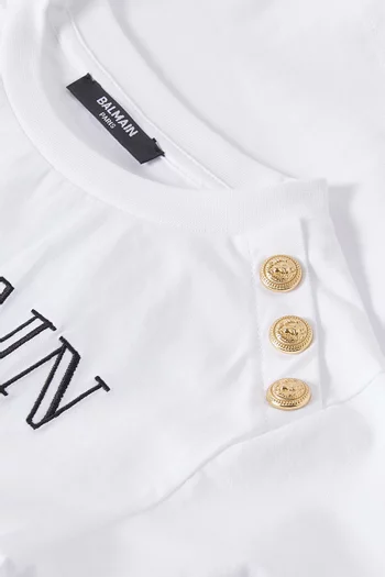 Embellished Button Logo T-shirt in Organic-cotton
