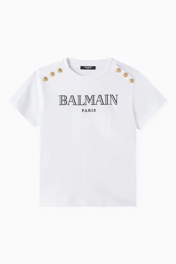 Embellished Button Logo T-shirt in Organic-cotton