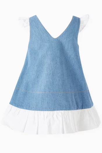 Denim Dress with Ruffles