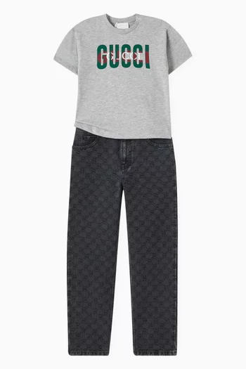 GG Pants in Denim Jacquard
