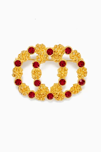 بروش بتصميم إكليل زهور من الثمانينيات مجموعة ريديسكفورد معدن مطلي ذهب