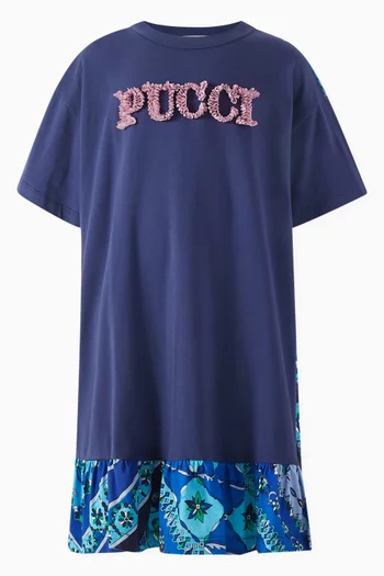 Logo Ruffle T-shirt Dress in Jersey