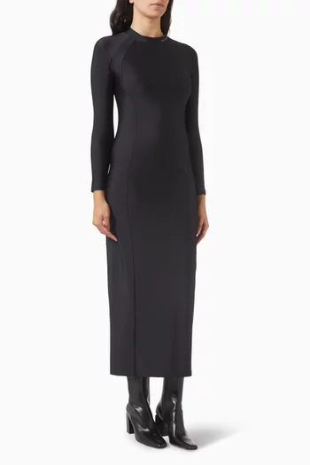 Logo-print Rashguard Midi Dress in Stretch-nylon
