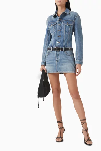 Buttoned Mini Dress in Denim