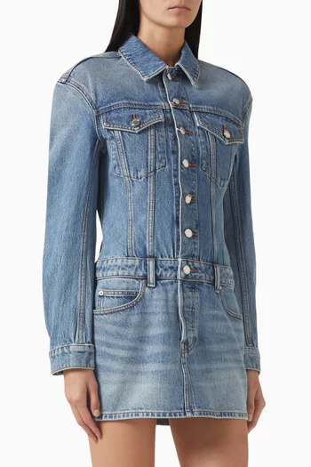 Buttoned Mini Dress in Denim