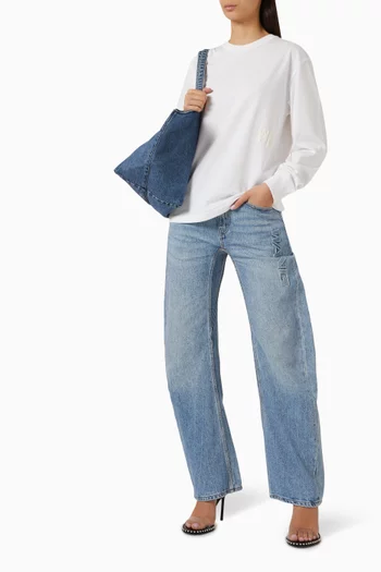 Embossed Logo Articulated Jeans in Denim