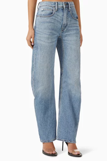 Embossed Logo Articulated Jeans in Denim