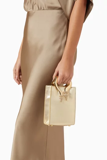 Mini Encrusted Malleable Shopper Bag in Satin