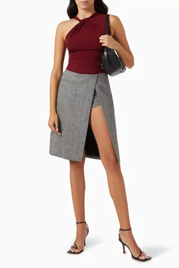 Ayen Midi Skort in Wool-blend