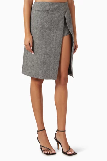 Ayen Midi Skort in Wool-blend
