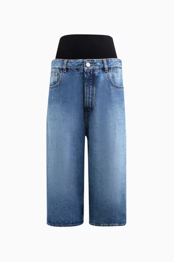 Bermuda Knit-waist Shorts in Denim