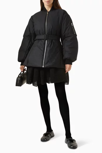 Belted Bomber Jacket in Cotton Twill