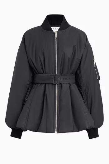 Belted Bomber Jacket in Cotton Twill