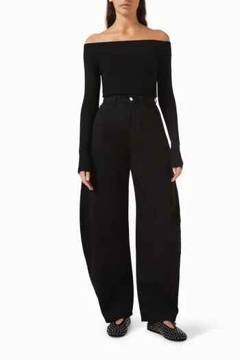 Off-shoulder Bodysuit in Viscose Blend