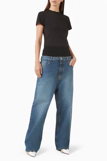 Knit-waist Jeans in Denim