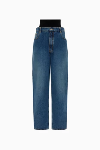 Knit-waist Jeans in Denim