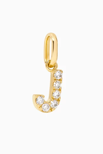 Letter 'J' Diamond Charm in 18kt Yellow Gold