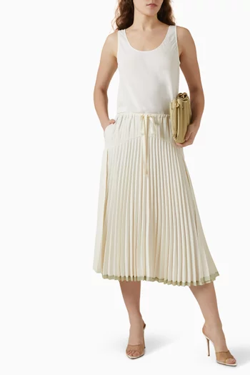 Pleated Midi Skirt in Satin