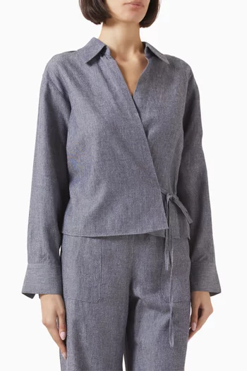 Collared Wrap Top in Viscose-blend