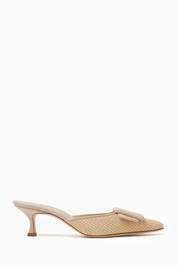 Maysalebi 50 Buckle Mules in Raffia