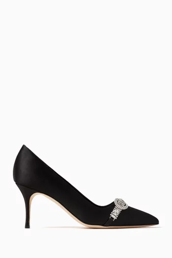 Asa 70 Crystal-embellished Pumps in Satin