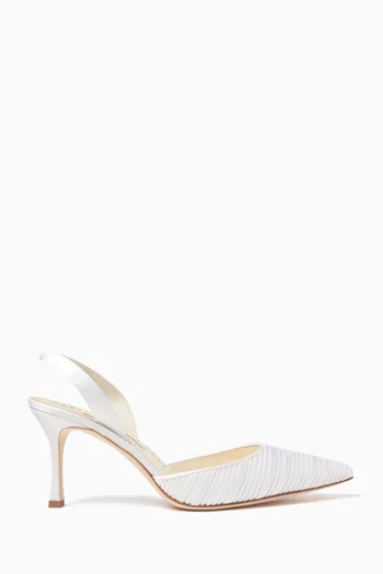 Carolyne 70 Slingback Pumps in Pleated Satin