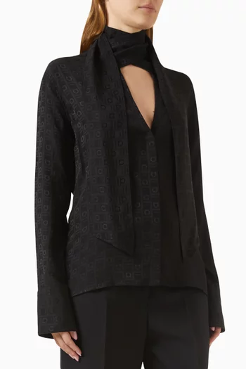 Monogram Keyhole Shirt in Silk