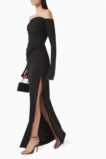Cara Off-shoulder Dress in Crepe