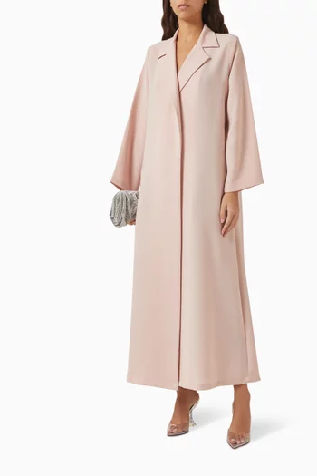 عباية بياقة بطية شكل V‏ بوليستر كريب