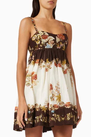 Floral-print Mini Dress in Viscose Blend