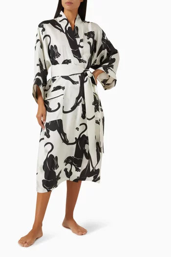 Sabine Panther Robe in Silk-satin
