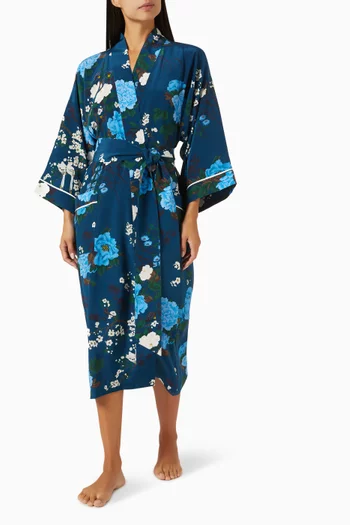 Sabine Tibatant Floral Robe in Silk Crepe de Chine