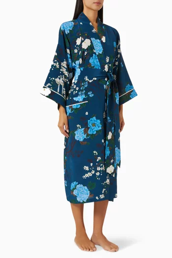 Sabine Tibatant Floral Robe in Silk Crepe de Chine