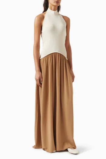 The Halter Soglio Maxi Dress in Viscose Blend