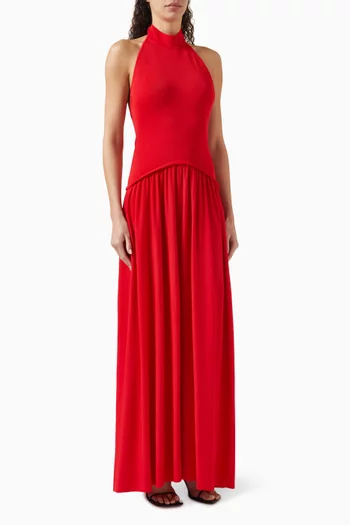 The Halter Soglio Maxi Dress in Viscose Blend