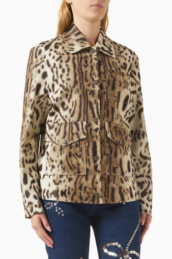 Jemy Animal-Print Jacket in Stretch Cotton