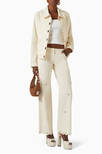 Antonella Floral-embellished Pants in Cotton